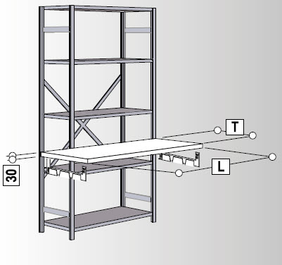 Fachboden-Teile mit 2 Fachbodenträger, Länge 1 m, Tiefe 40 cm